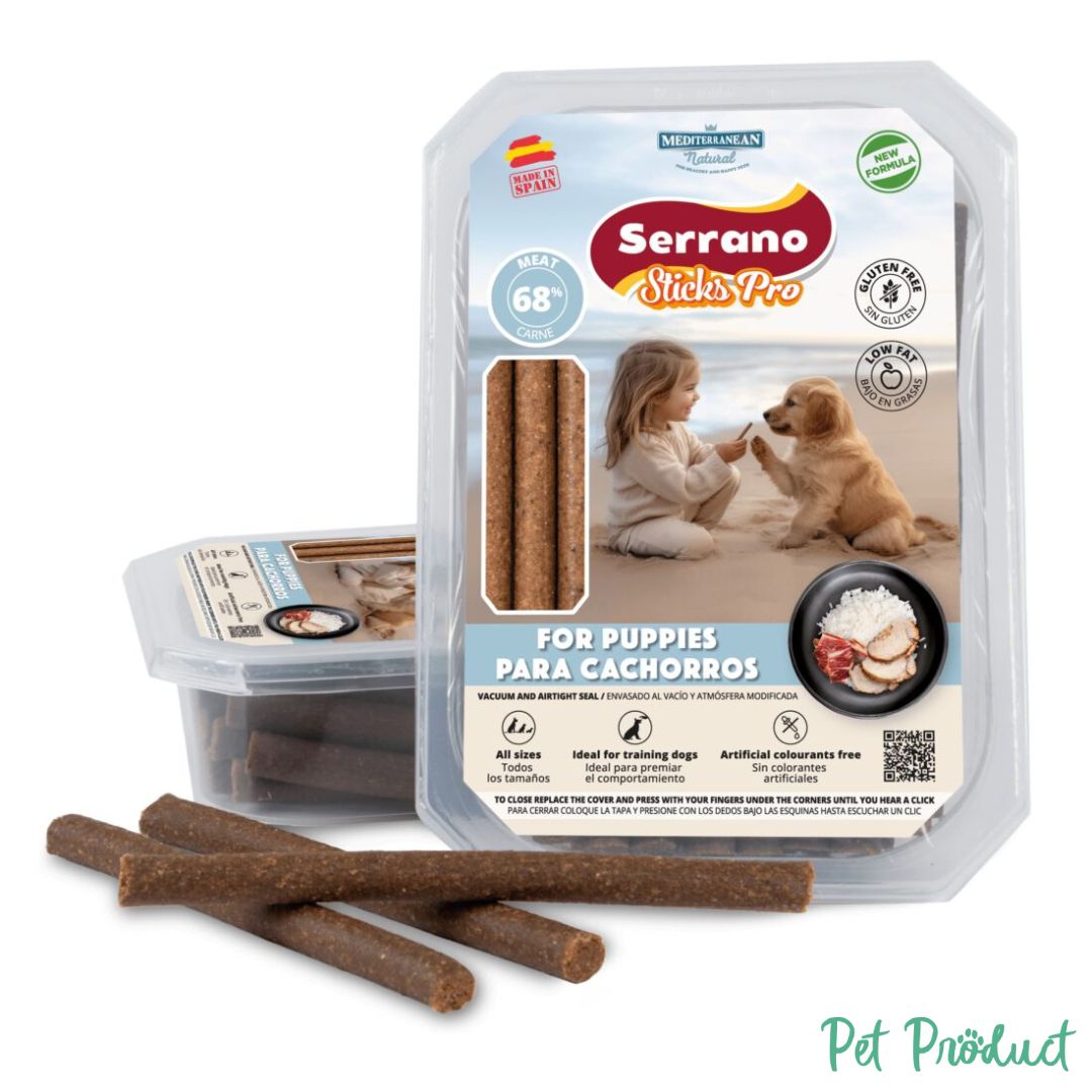 Serrano Sticks Pro Puppies – Friandises chiot 70 % viande avec lait en poudre, sans gluten