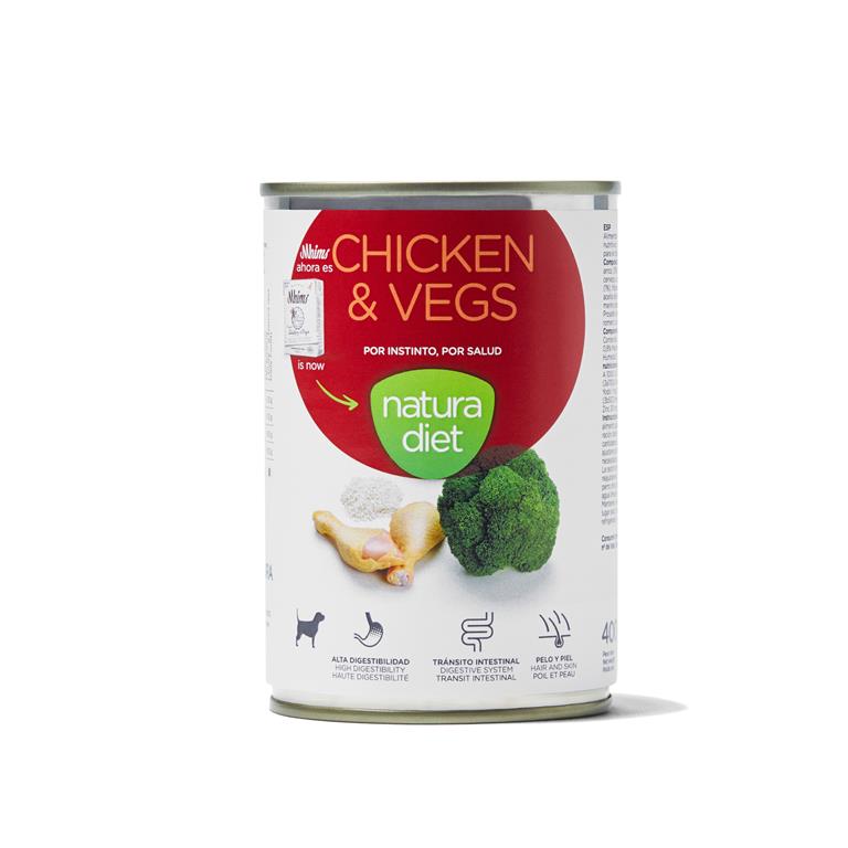 12x400g Boite Chien Natura Diet Adult Chicken & Vegs (anciennement Mhims)