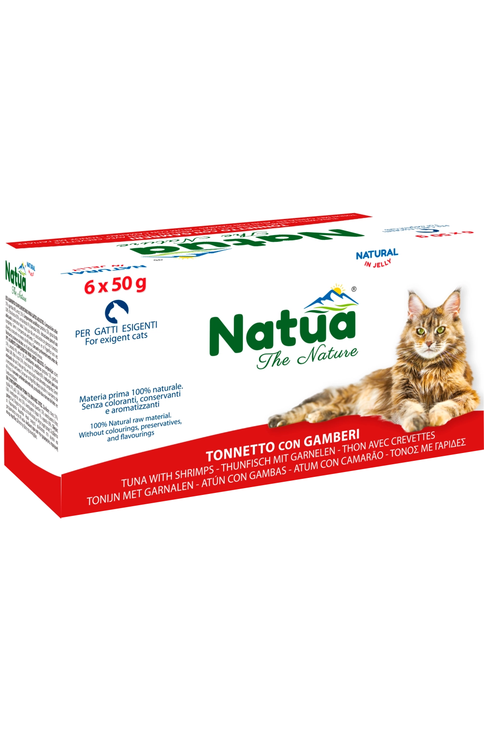 0801 Natua Natural in jelly cat (6x50g Thon avec Crevettes) Cat Jelly Cans Tuna with Shrimps