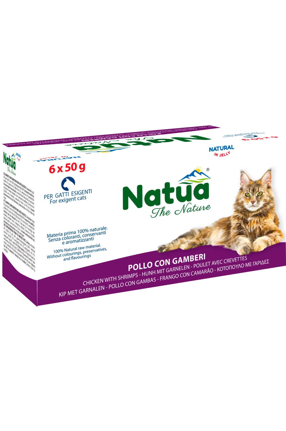 0851 Natua Natural in jelly cat (6x50g Poulet et Crevettes) Cat Jelly Cans Chicken with Shrimps